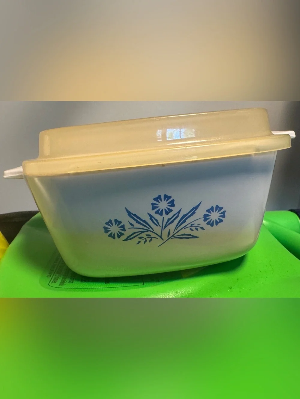 Corningware Blue Floral Cream White Casserole Dish with Lid